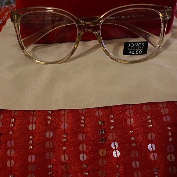 Jones New York Oversized Clear Nude Clear Lightweight Frames Readers +1.5 NWT main image 5